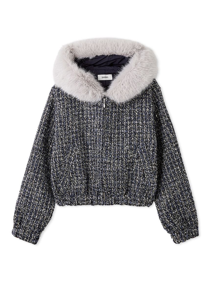 SNIDEL｜ファー付きツイードブルゾン | Rakuten Fashion(楽天