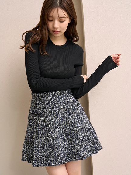 SNIDEL｜サイドプリーツツイードミニスカート | Rakuten Fashion(楽天