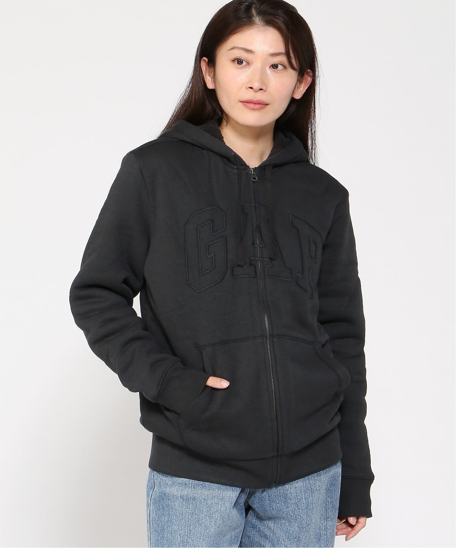 GAP｜(U)GAPロゴ 裏ボア ジップアップパーカー | Rakuten Fashion(楽天