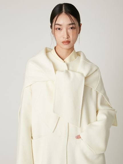 FRAY I.D｜マフラー付ノーカラーリバーミドルコート | Rakuten Fashion