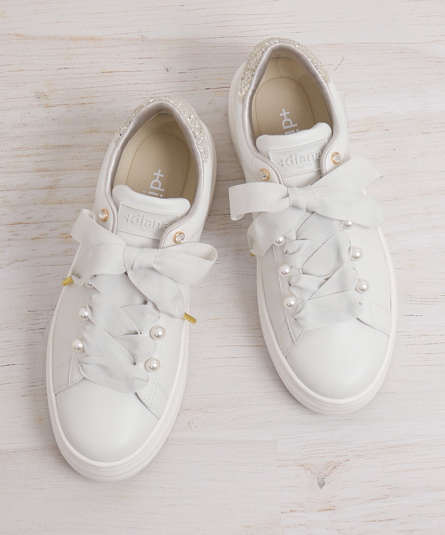 diana｜パールビジュー付きリボンスニーカー | Rakuten Fashion(楽天