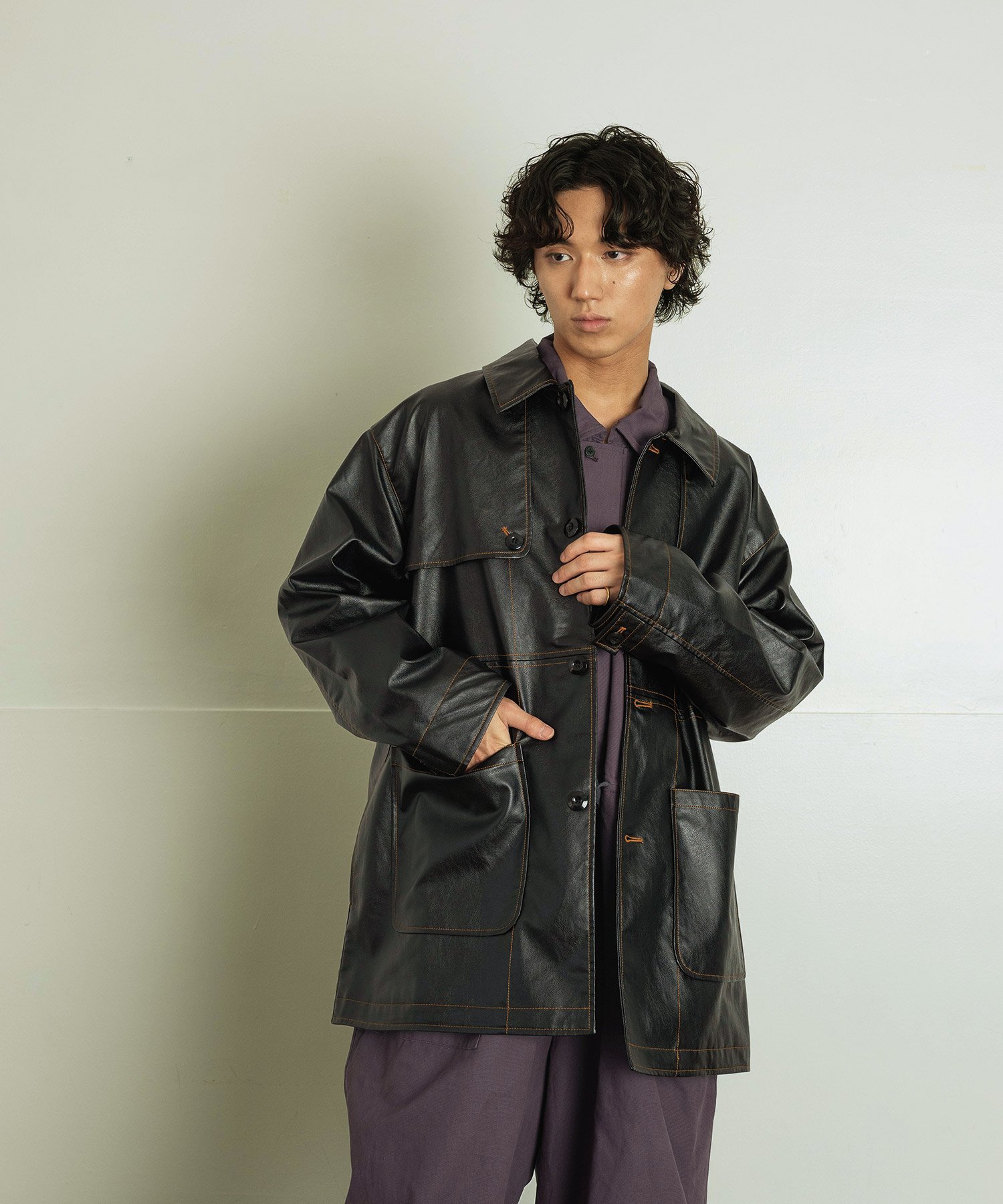 Aphlotus｜アプロタス フェイクレザー ウエスタンヨーク 配色ステッチ