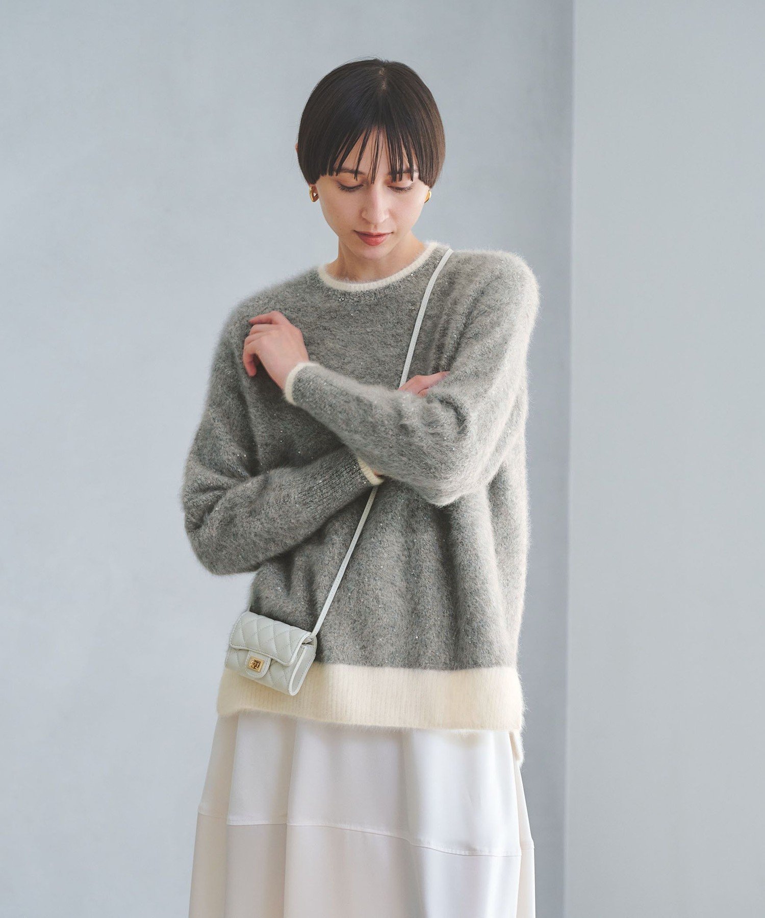 UNITED ARROWS｜フォックスカシミヤ スパンコール クルーネックニット