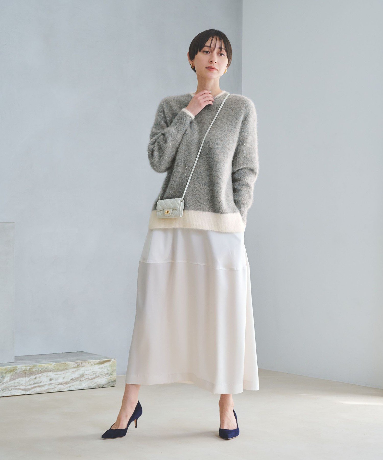 UNITED ARROWS｜フォックスカシミヤ スパンコール クルーネックニット