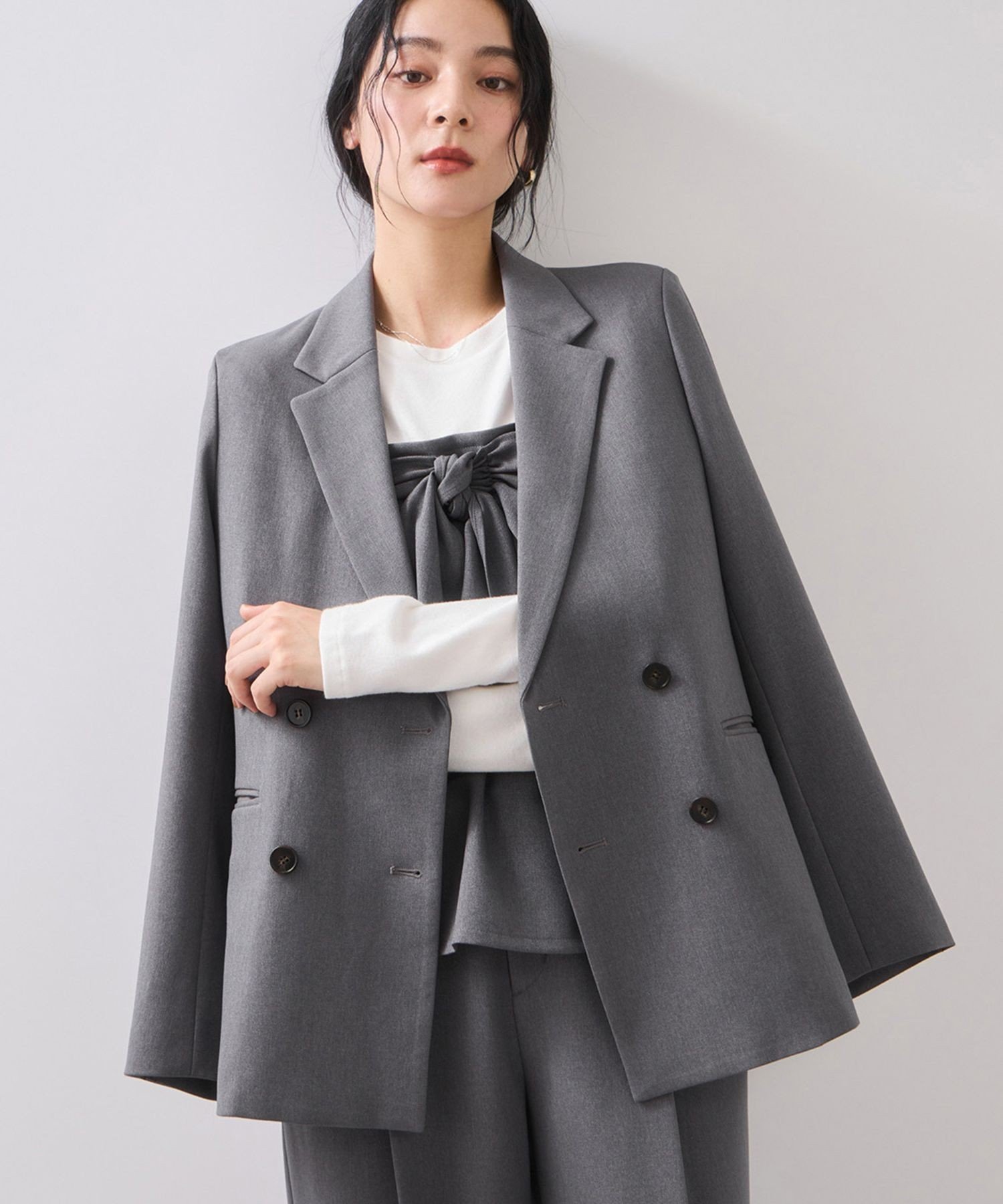 VIS｜【美easy】ウーリッシュダブルブレストテーラードジャケット