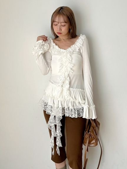 SNIDEL｜ティアードフリルカットソープルオーバー | Rakuten Fashion