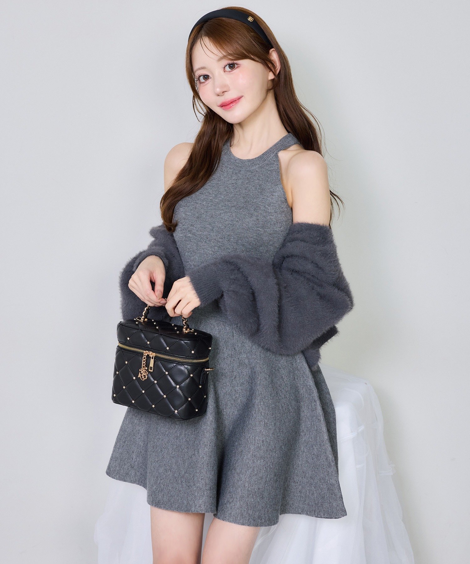 one after another NICE CLAUP｜2wayフェザーカーデSET後ろリボン