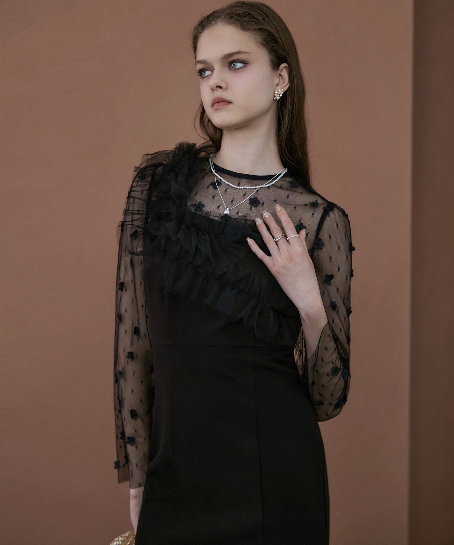 Leja｜Leja-フラワーモチーフアシンメトリーチュールマーメイド