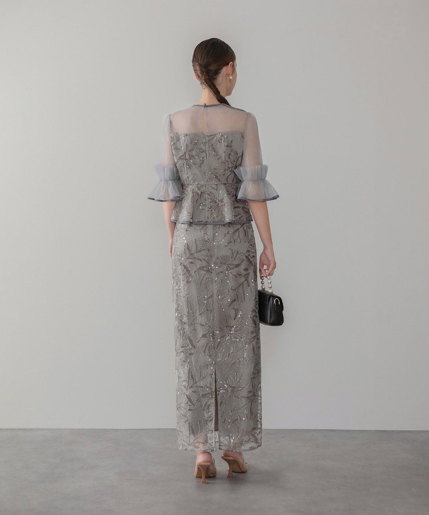 Leja｜Leja-アシンメトリーシアーフラワースパンコールフリル