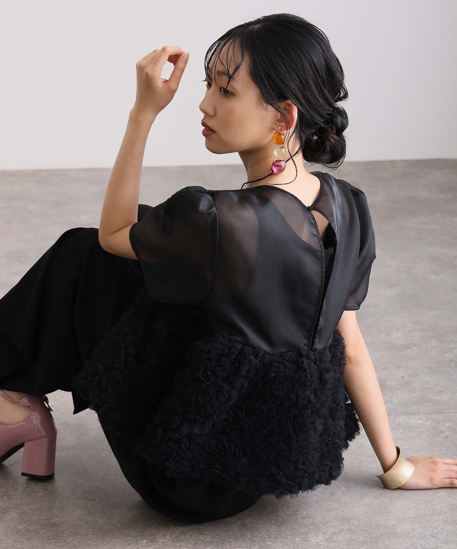 PourVous｜ペプラムセットアップパンツドレス 2点セット 結婚式