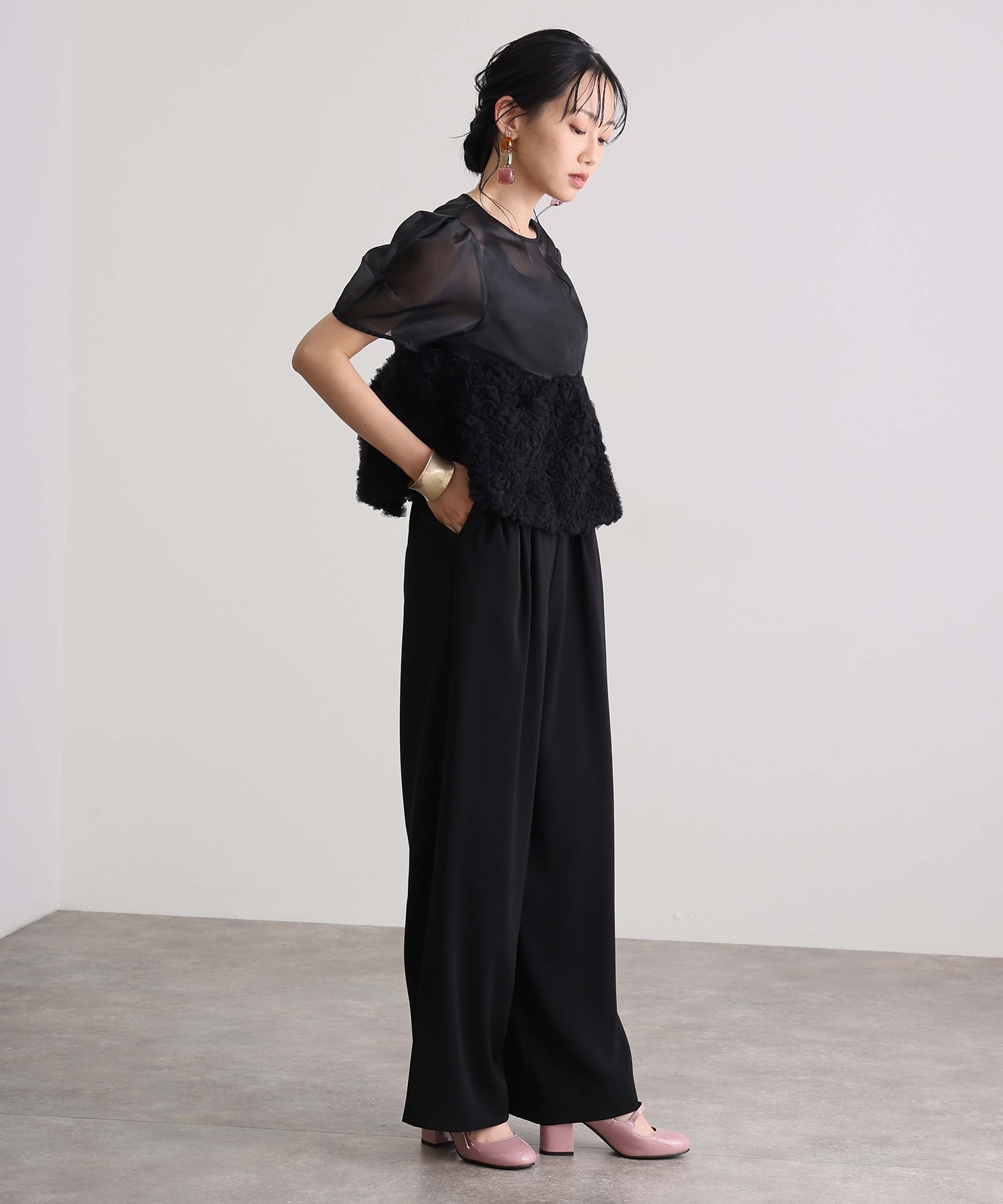 PourVous｜ペプラムセットアップパンツドレス 2点セット 結婚式