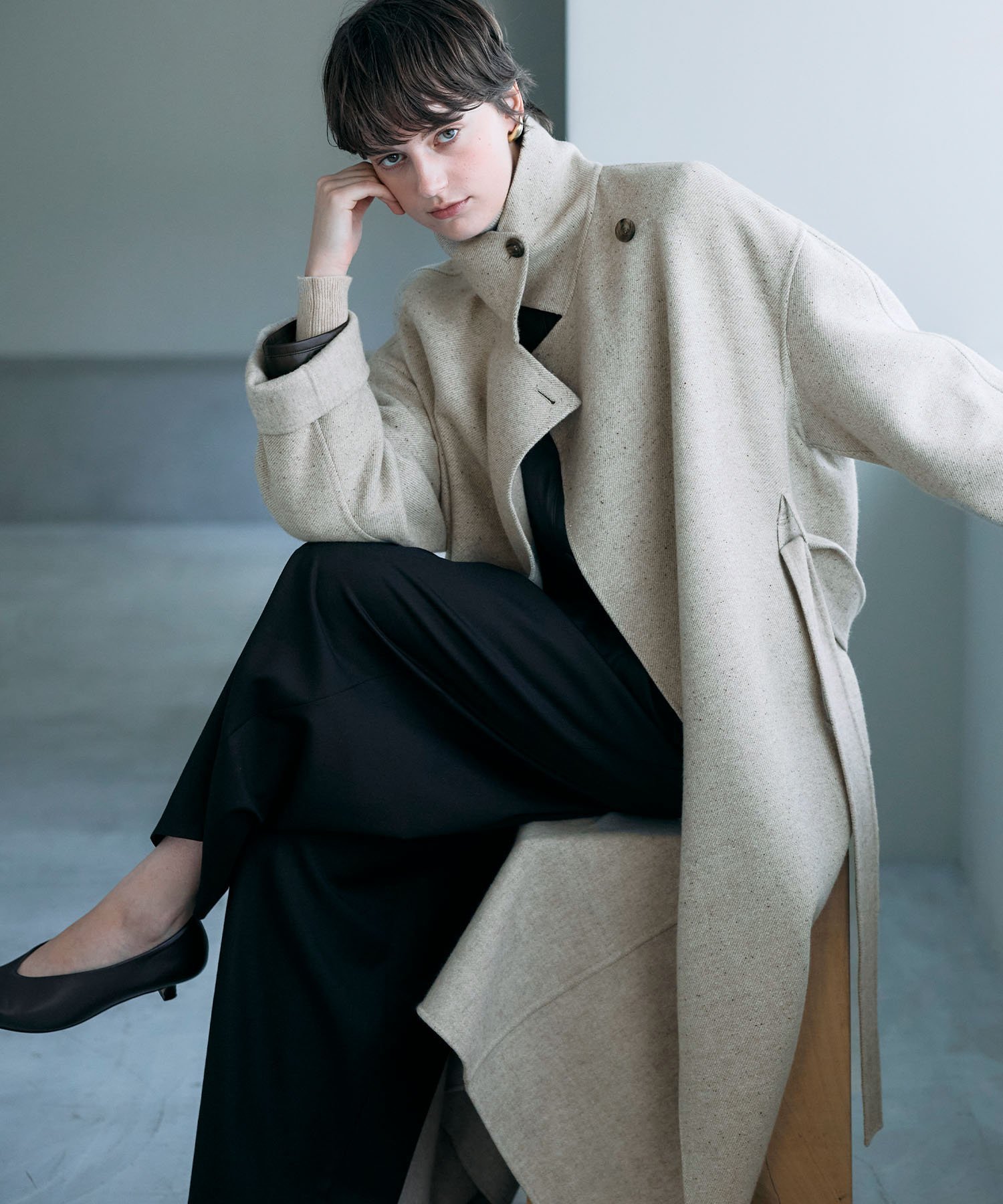 N.O.R.C｜ジーロンウールシルクネップリバーコート | Rakuten Fashion