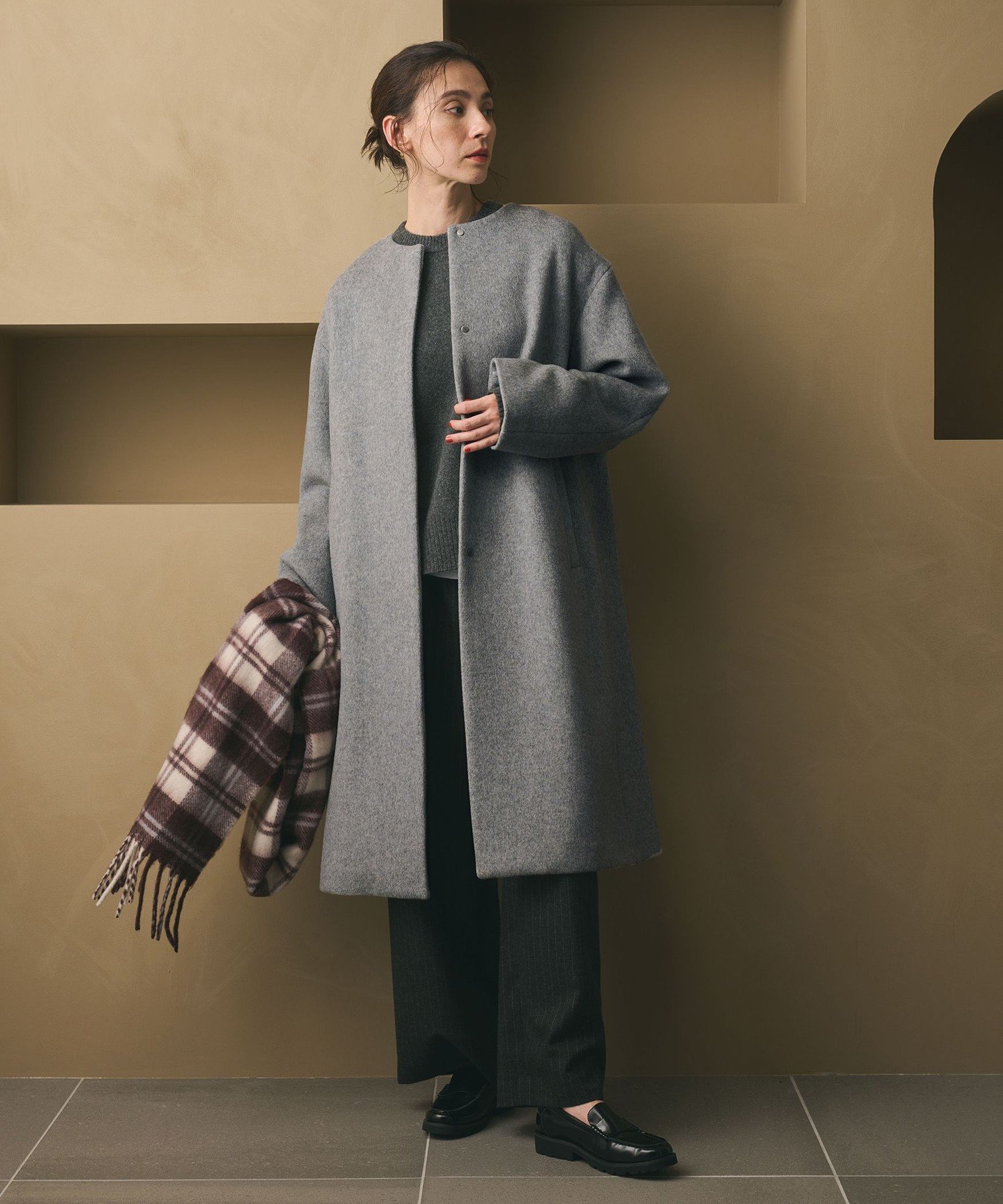 BEAUTY&YOUTH UNITED ARROWS｜毛ナイロン ノーカラーコート | Rakuten