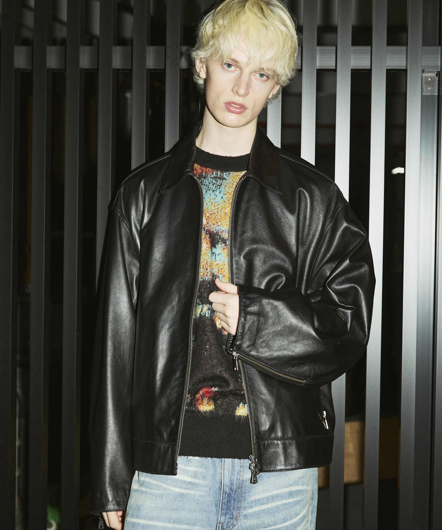 MAISON SPECIAL｜Sheep Leather Prime-Over Single Rider Collared