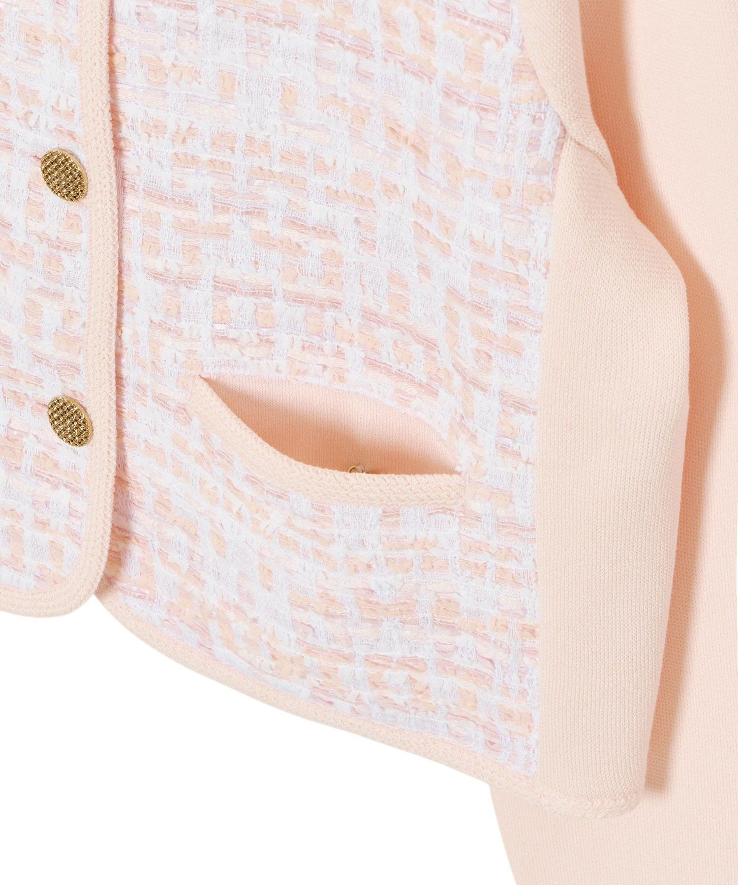 ANAYI｜サーモンピンクツイードコンビ カーディガン | Rakuten Fashion