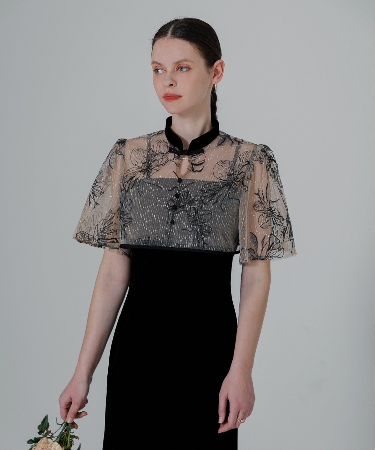 Leja｜LEJA/配色パイピング花柄ボレロ付きベロアマーメイドキャミ