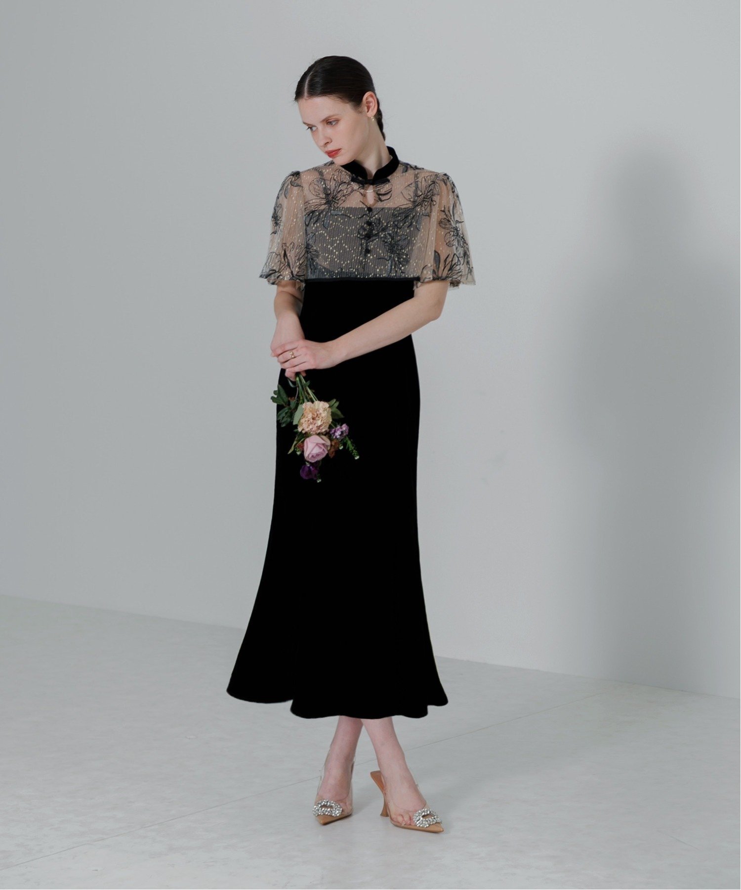 Leja｜LEJA/配色パイピング花柄ボレロ付きベロアマーメイドキャミ