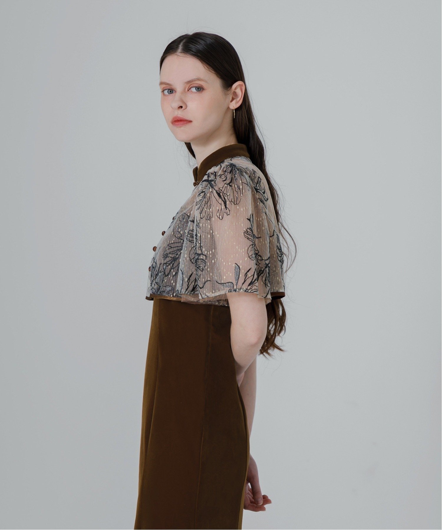 Leja｜LEJA/配色パイピング花柄ボレロ付きベロアマーメイドキャミ