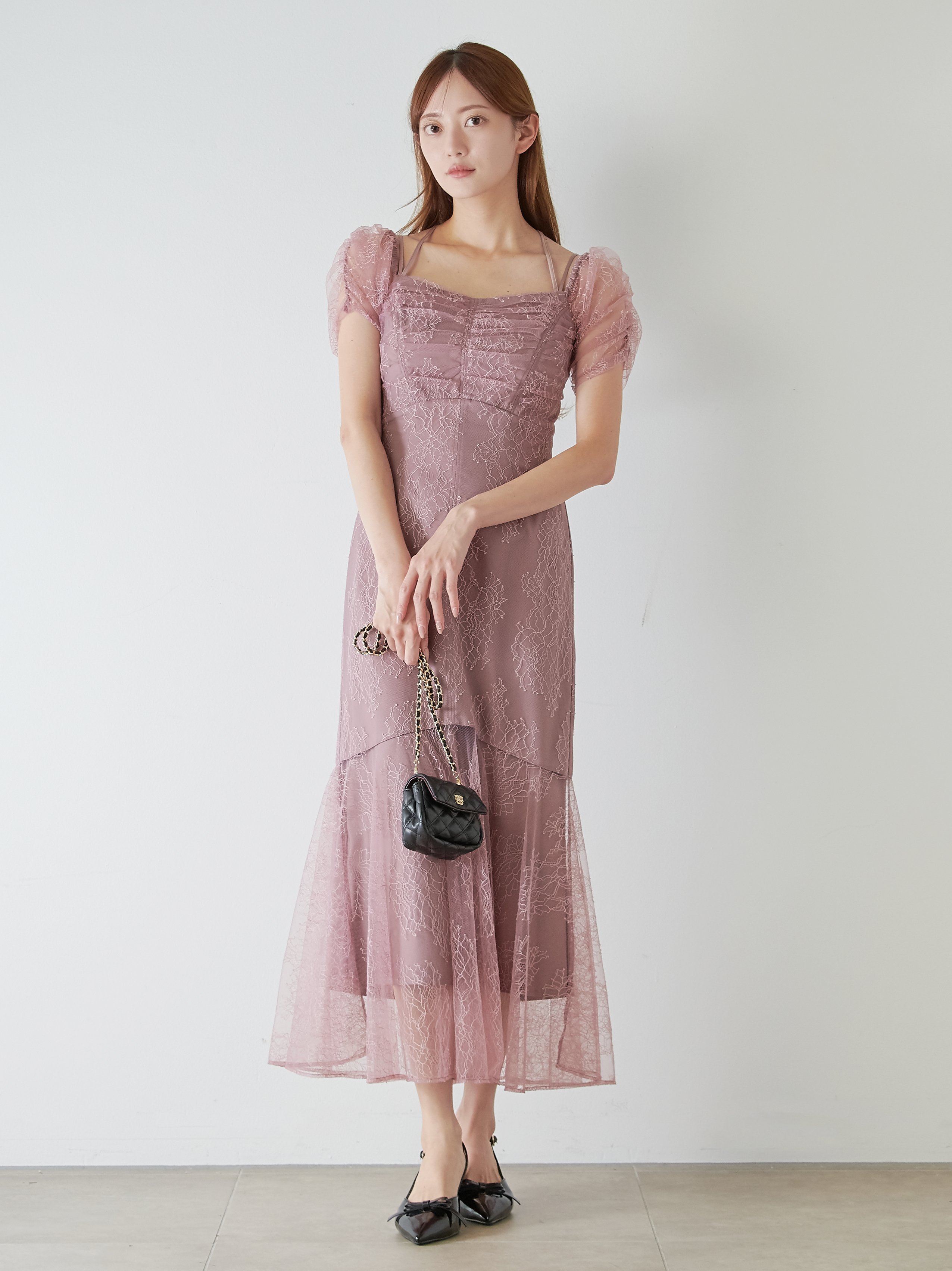 SNIDEL｜ギャザードレープレースドレス | Rakuten Fashion(楽天