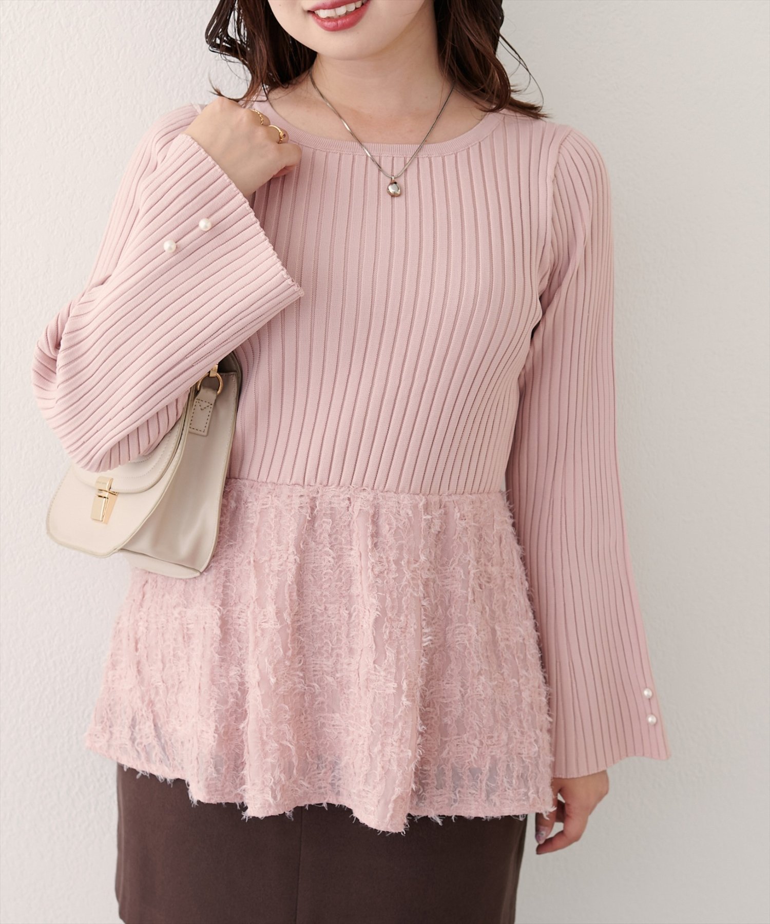 トップス kanami natural couture｜【WEB限定】<canami>ニットドッキングフリンジぺ