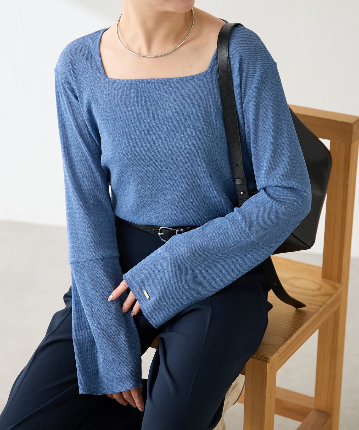 COLLAGE GALLARDAGALANTE｜シアーラメリブスクエアカットソー