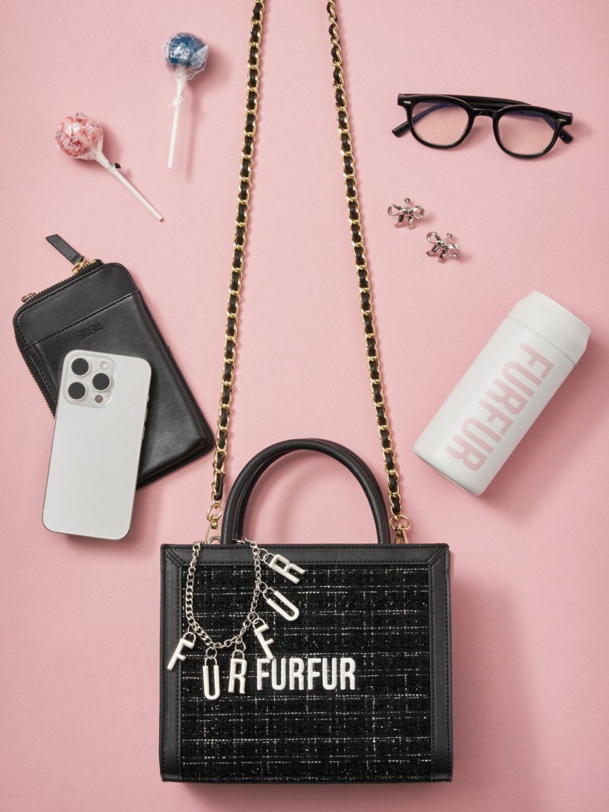 FURFUR 【オフィシャル限定カラー】ツイードロゴトートバッグ ファー