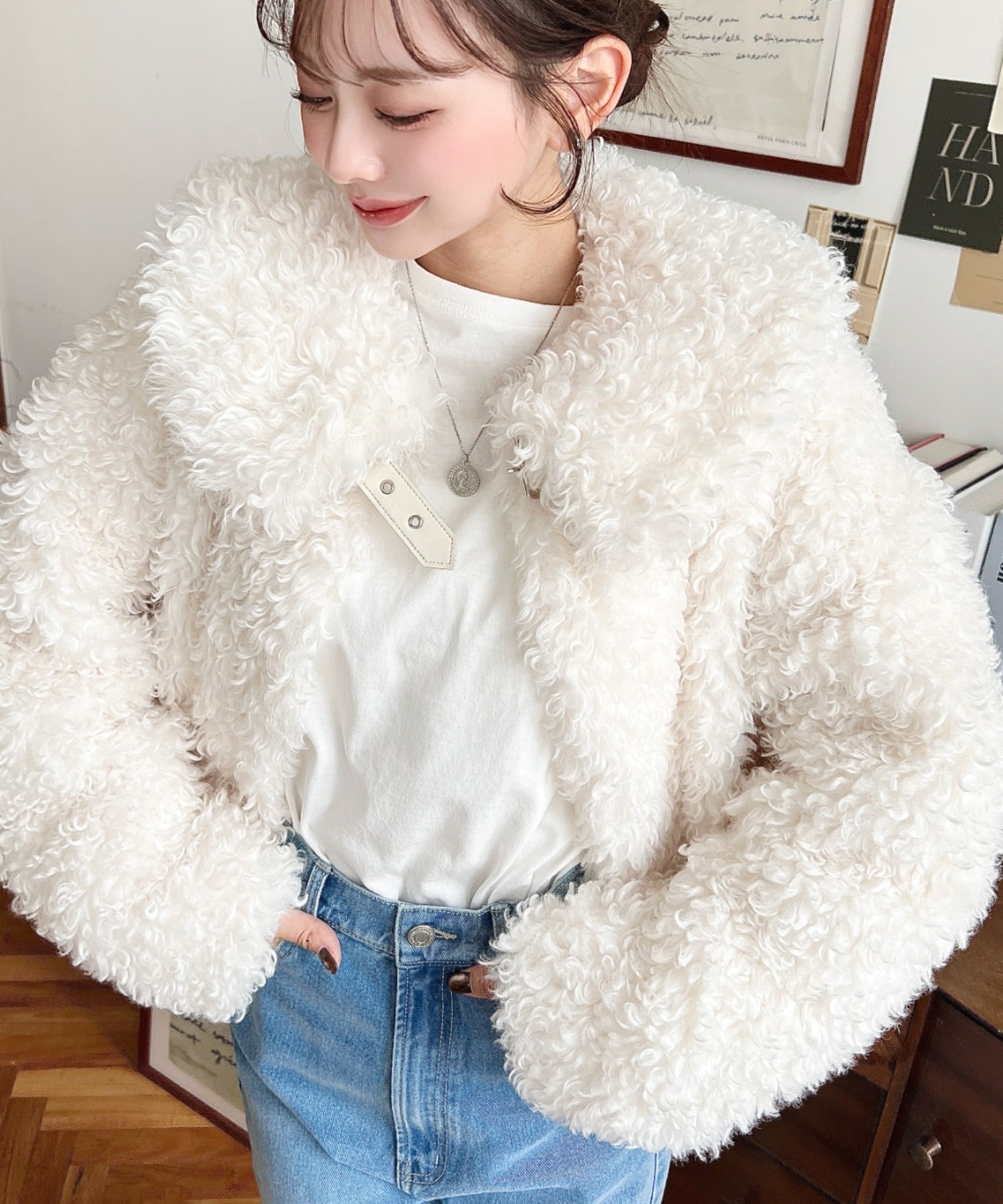 moment+｜衿付きプードルフェイクファーブルゾン | Rakuten Fashion