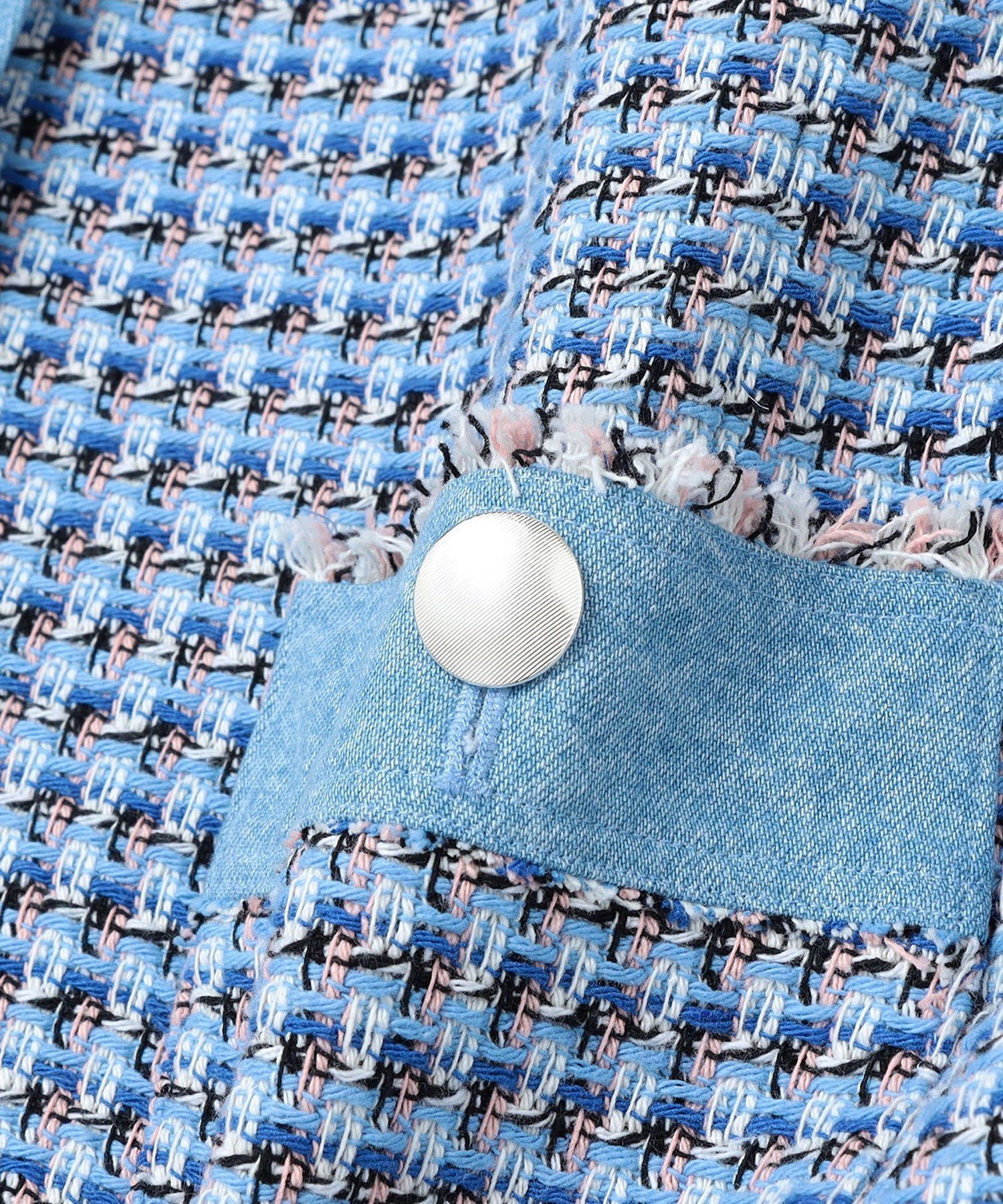 SHIPS｜quaranciel: ブルー ツイード ノーカラー ジャケット