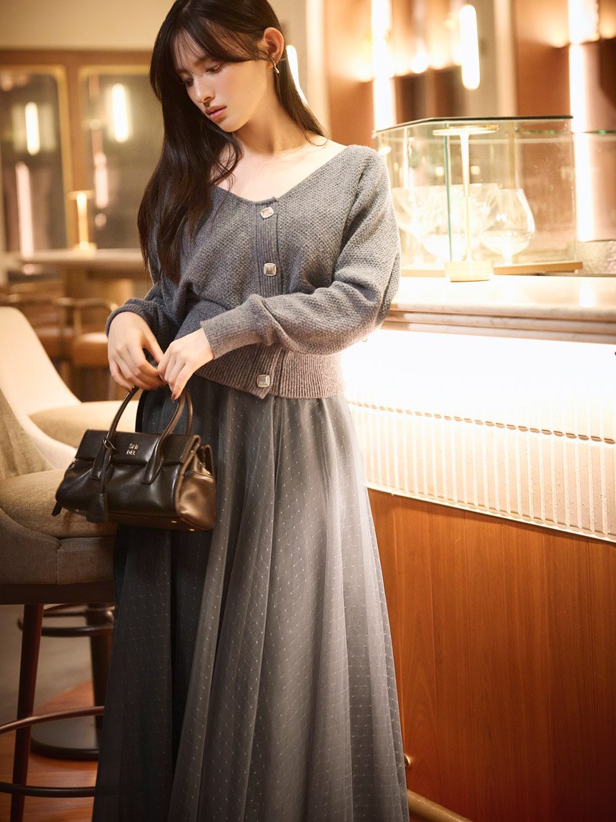 SNIDEL｜チュールスカートセットカーディガン | Rakuten Fashion(楽天