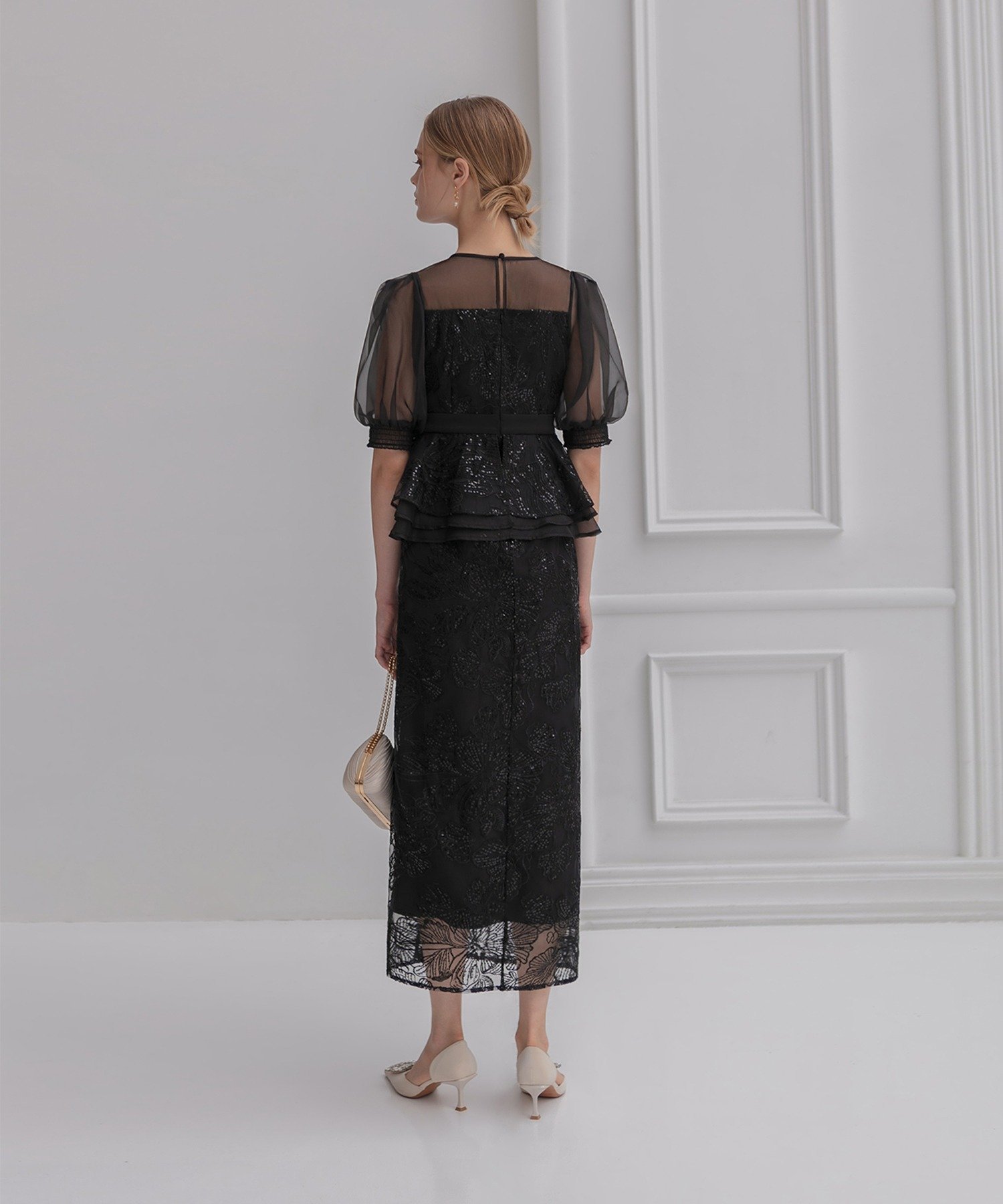 Leja｜LEJA-ローズペプラムIラインワンピースドレス結婚式オケージョン