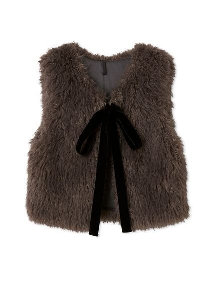 LILY BROWN｜ベロアリボンファーベスト | Rakuten Fashion(楽天