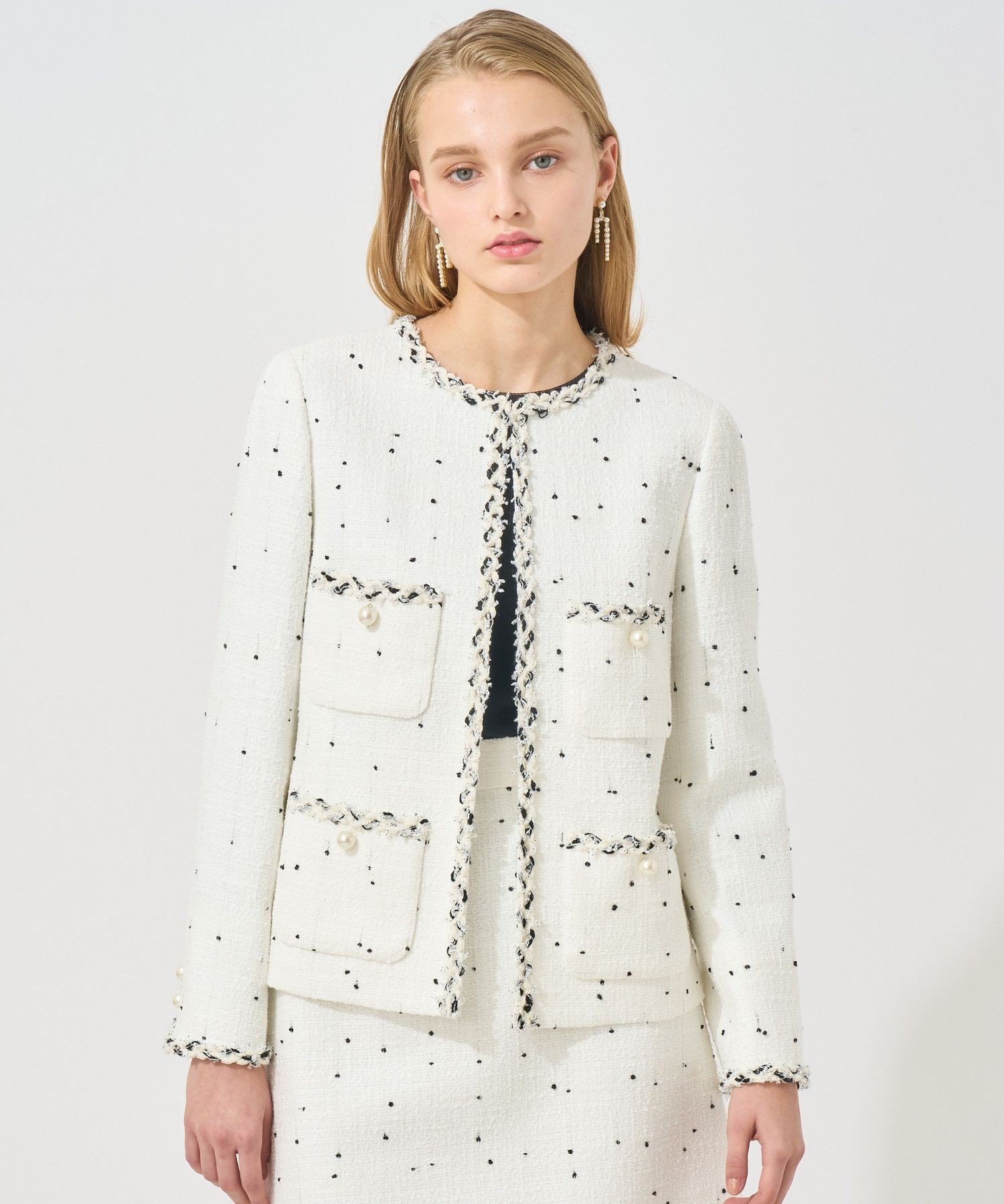 ANAYI｜【Eternal Line 2025】ミニドットツイードノーカラー