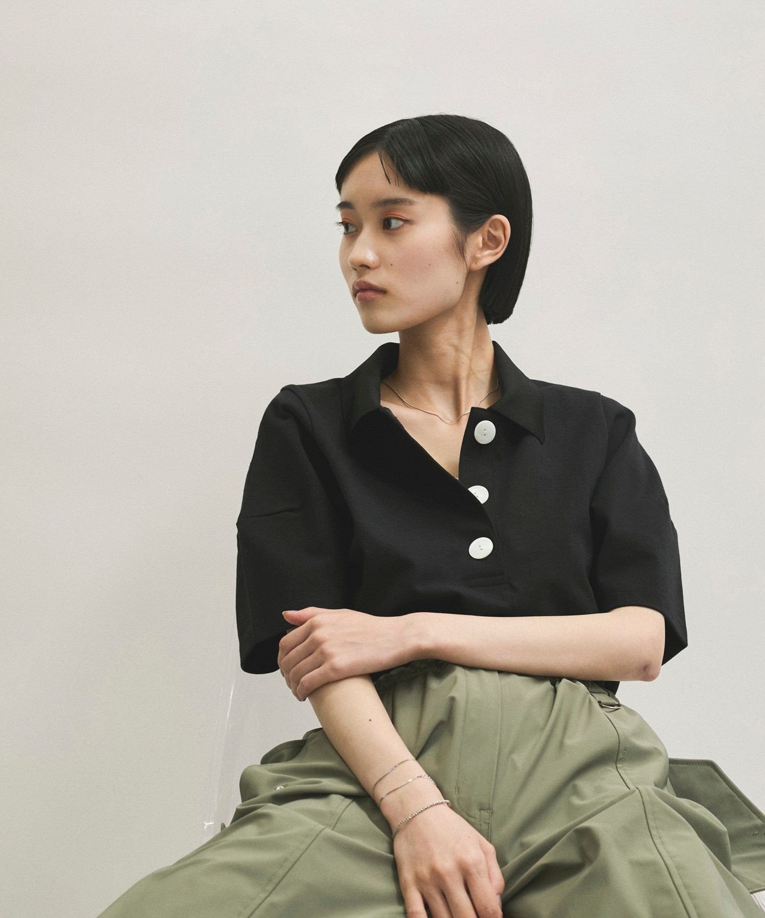 ADAM ET ROPE'｜コクーンスリーブポロシャツ | Rakuten Fashion(楽天