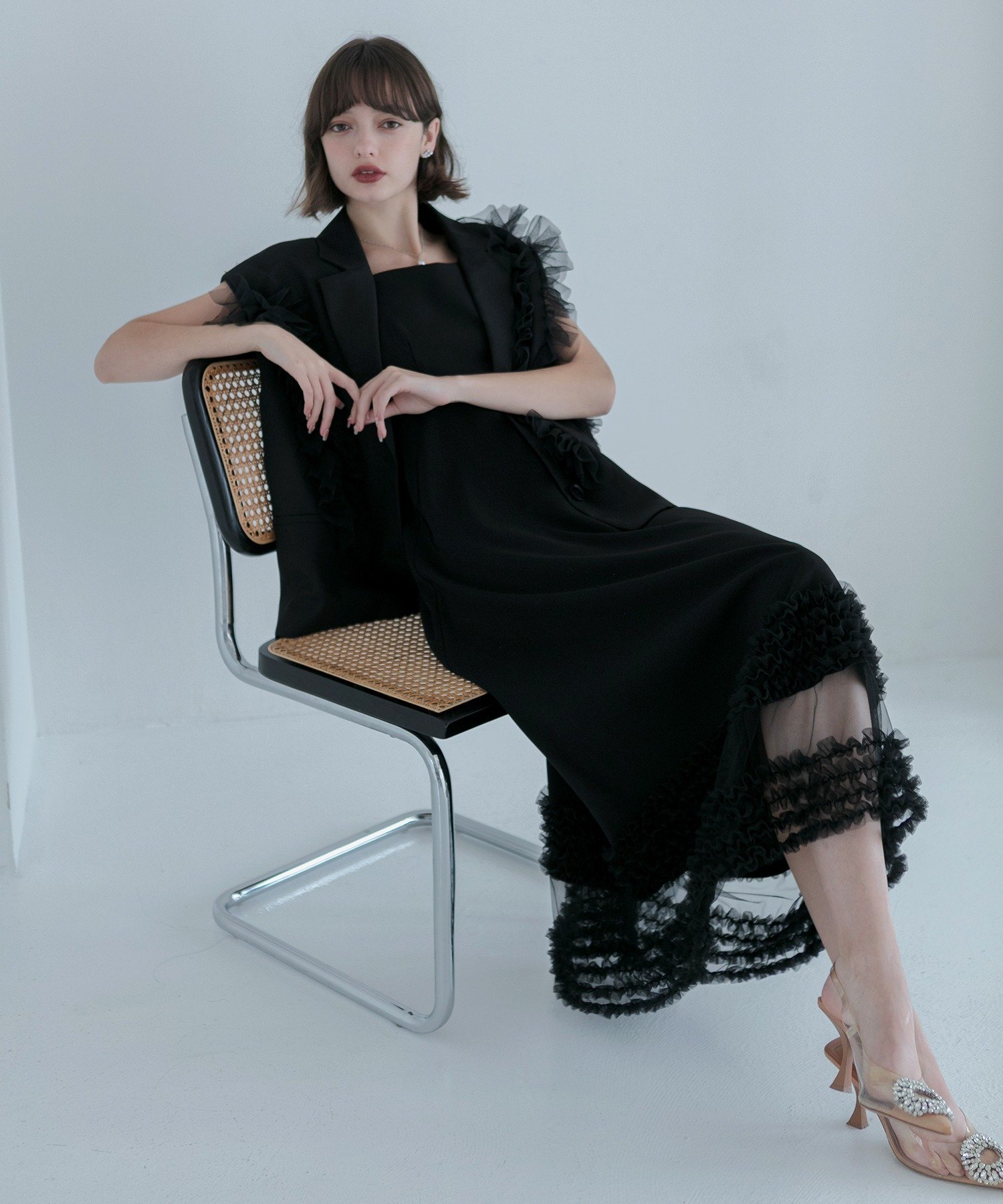 Leja｜LEJA-チュールフリルセットアップドレス 結婚式 レディース