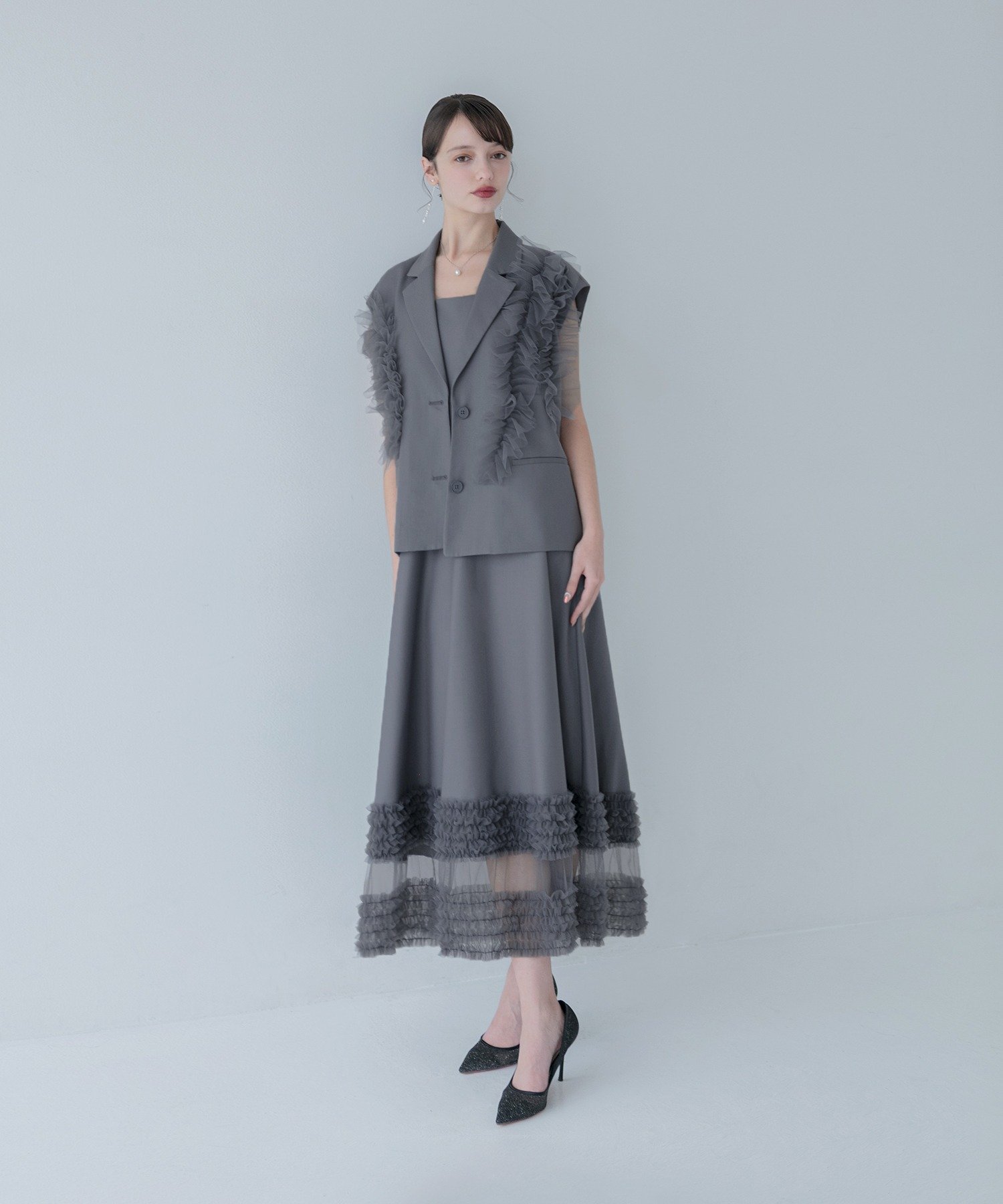 Leja｜LEJA-チュールフリルセットアップドレス 結婚式 レディース