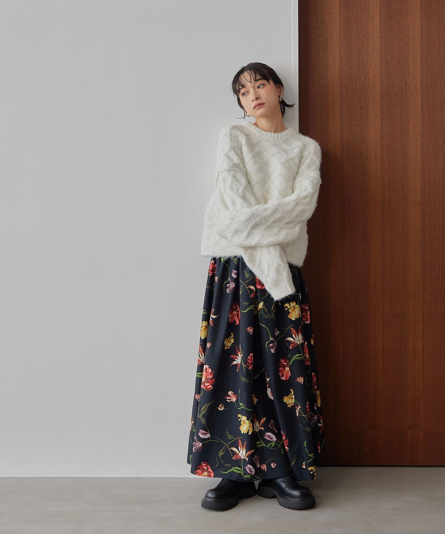 emmel refines フラワープリントボリュームマキシスカート EMMEL REFINES（エメルリファインズ）の「＜EMMEL REFINES＞EM