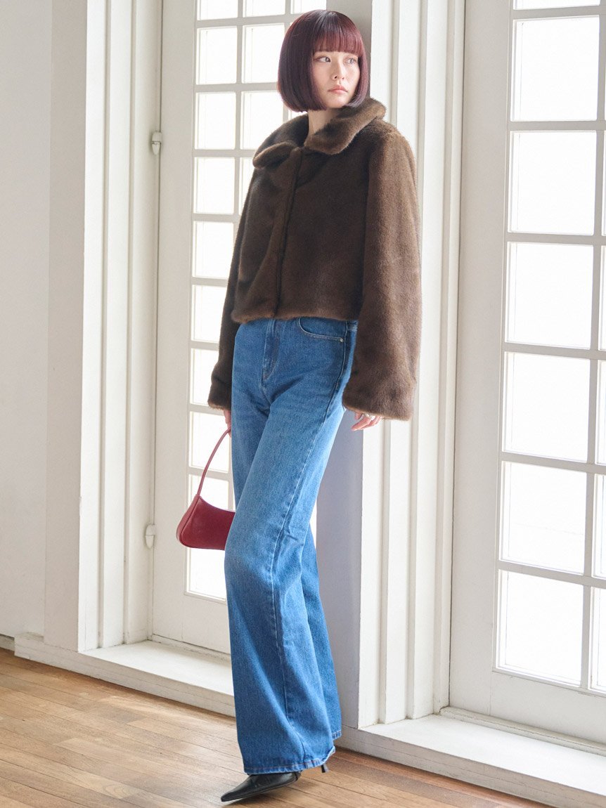 SNIDEL｜ステンカラーショートファーコートジャケット | Rakuten