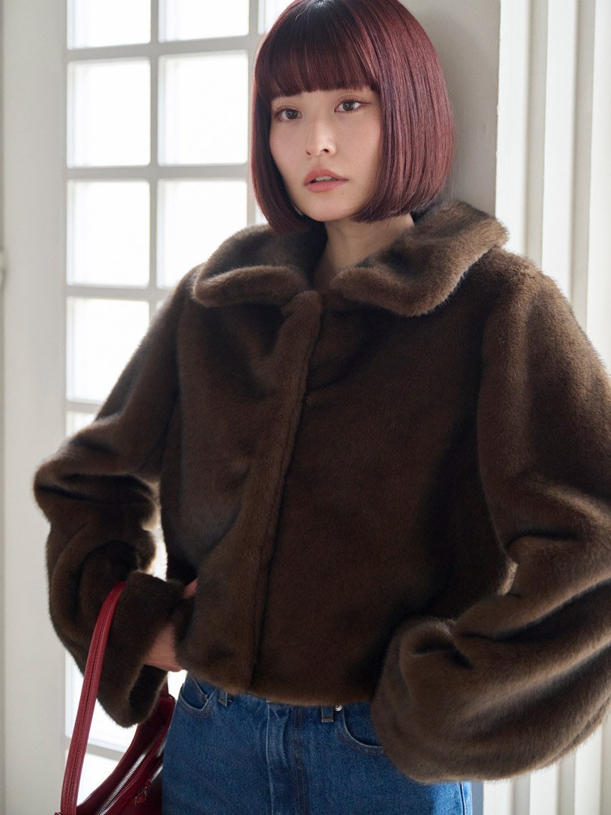 SNIDEL｜ステンカラーショートファーコートジャケット | Rakuten
