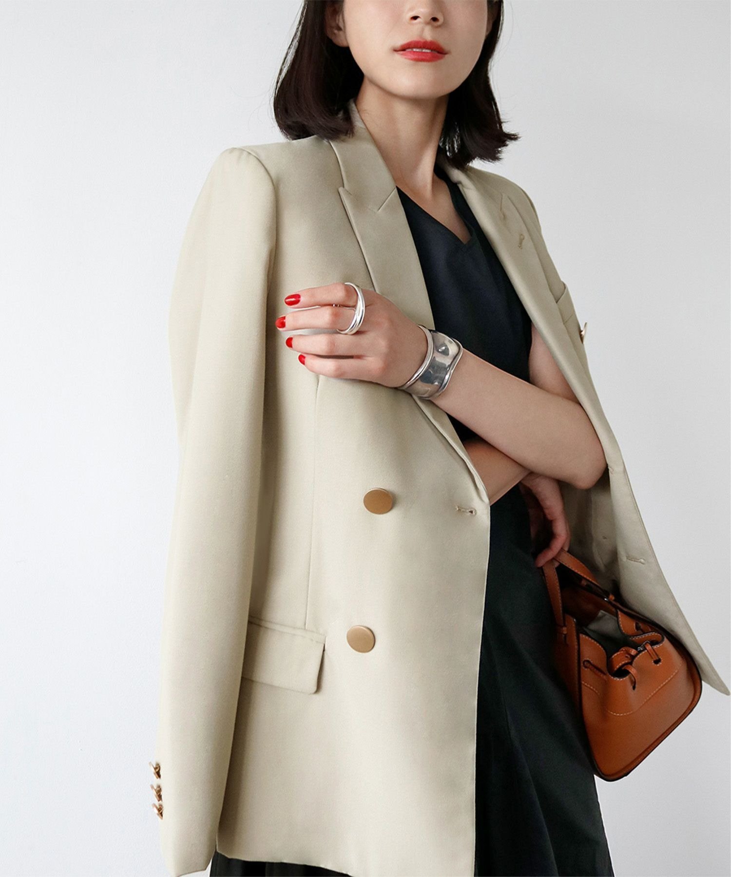 RIVER FIELD & Co.｜金ボタンミドル丈ダブルテーラードジャケット