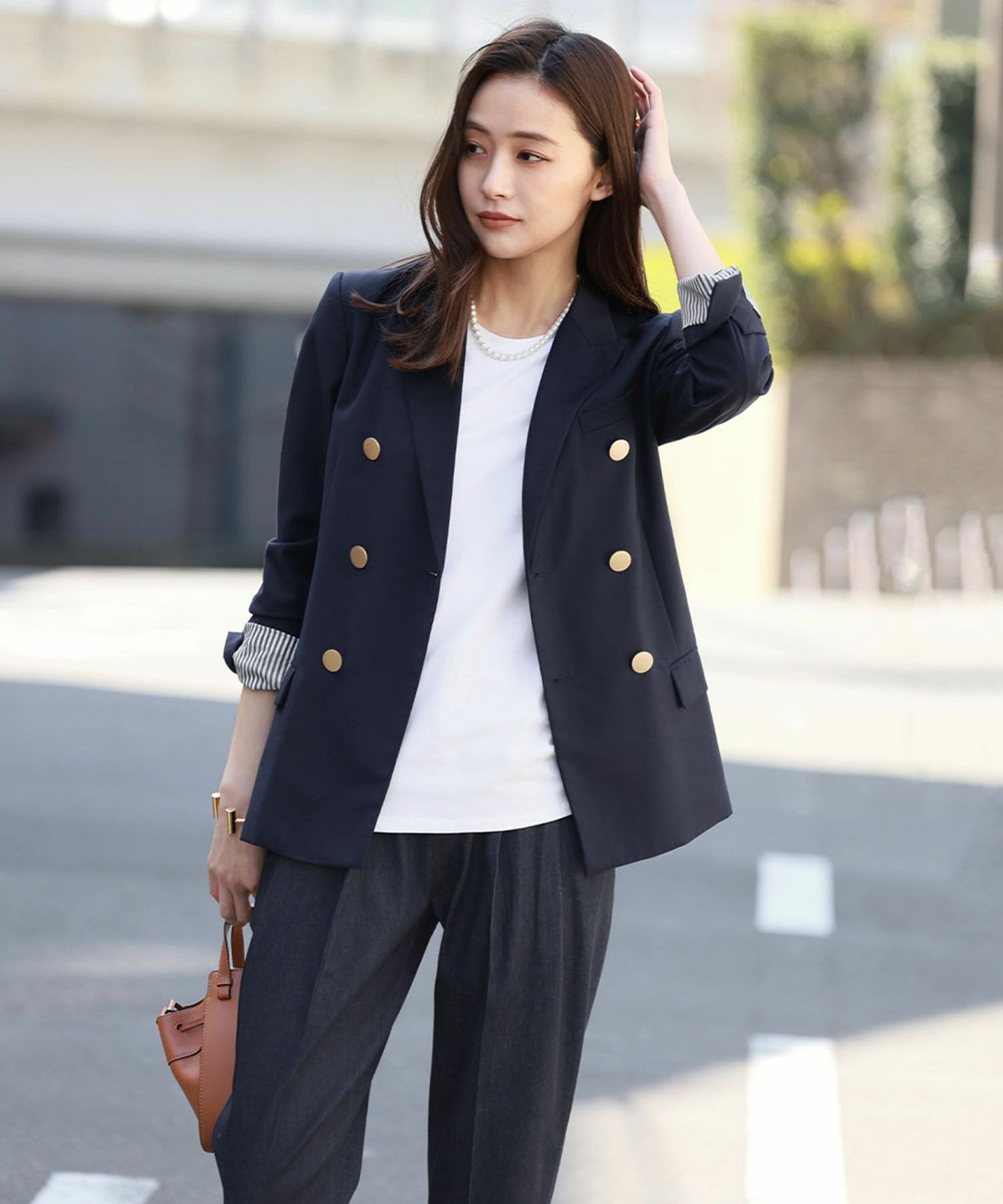 RIVER FIELD & Co.｜金ボタンミドル丈ダブルテーラードジャケット