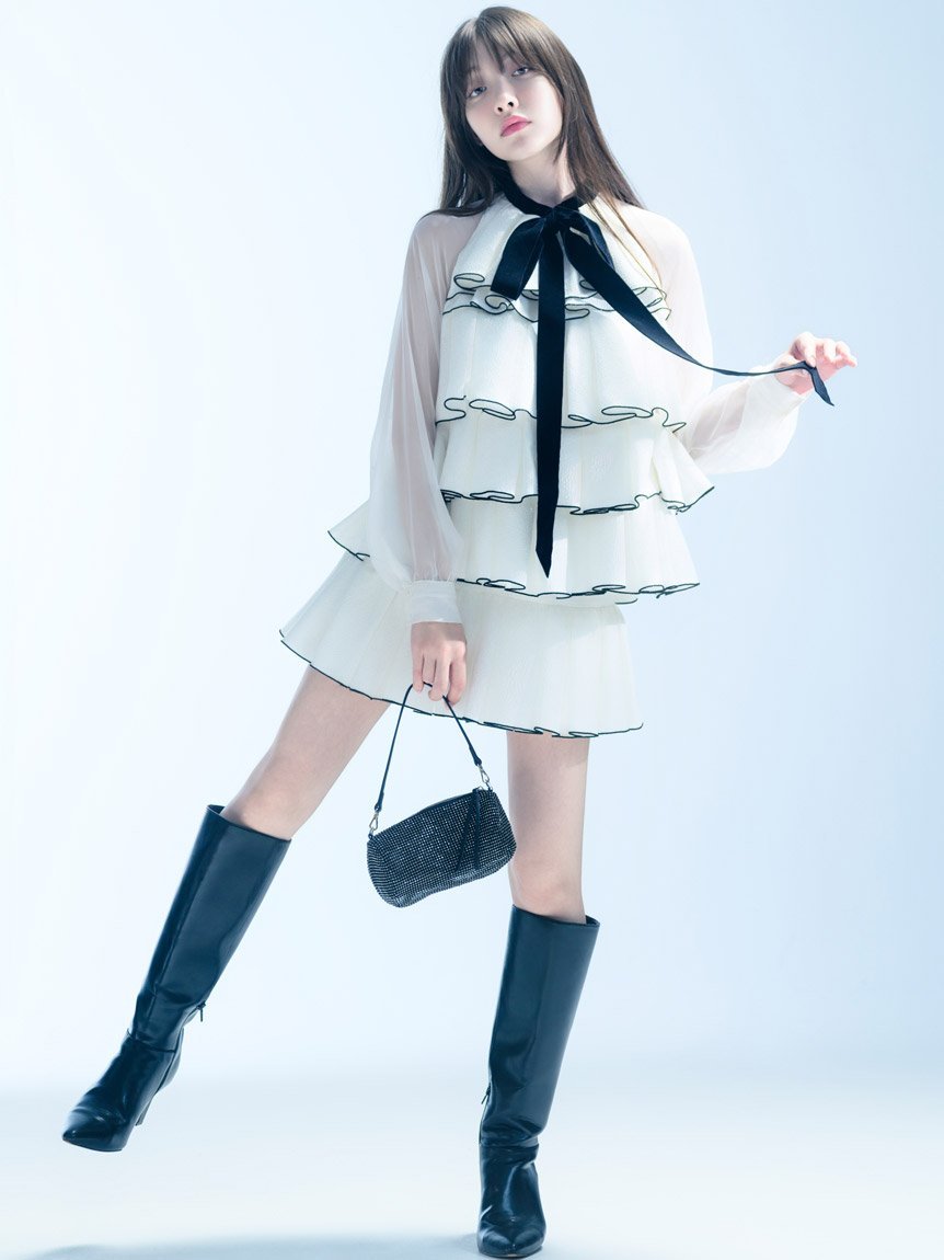 SNIDEL｜ティアードラッフルミニドレス | Rakuten Fashion(楽天