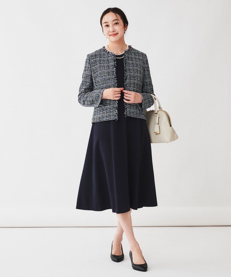 UNTITLED｜【入卒/セレモニー/通勤】ラメツイード ノーカラー