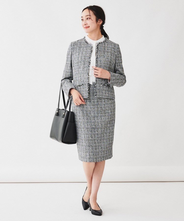 UNTITLED｜【入卒/セレモニー/通勤】ラメツイード ノーカラー