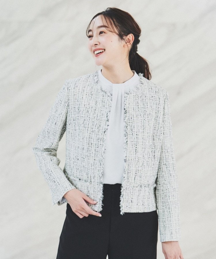 UNTITLED｜【入卒/セレモニー/通勤】ラメツイード ノーカラー