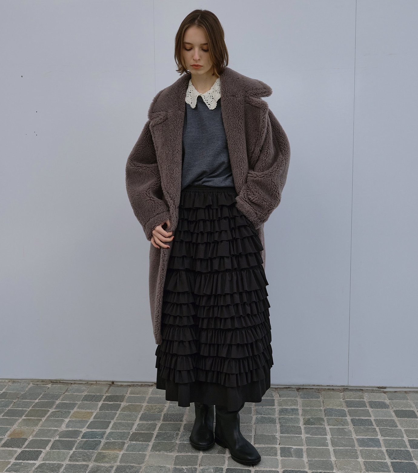 LE CIEL BLEU｜フェイクシアリングコクーンコート / Faux Shearling