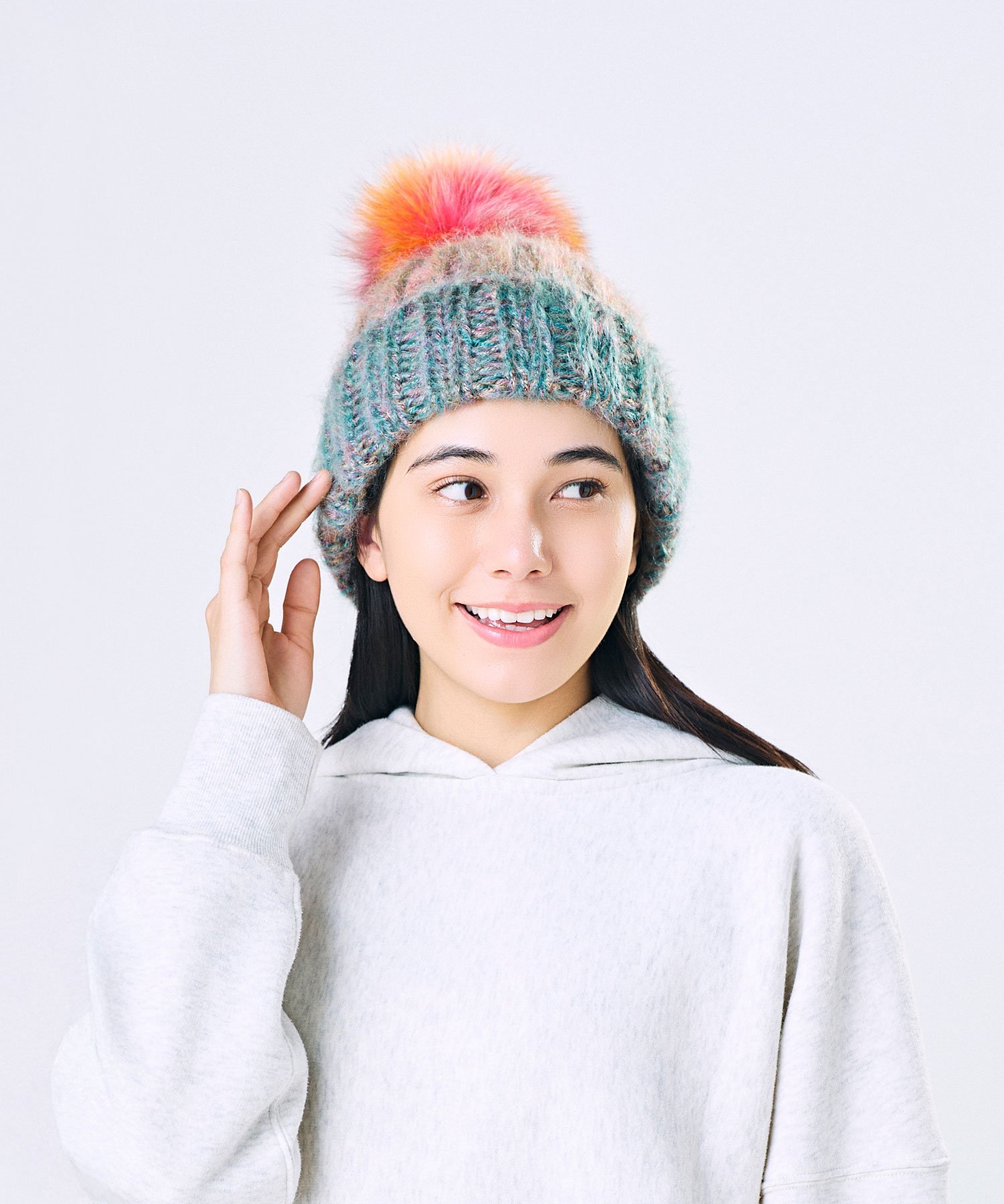 CA4LA フォックスファー ニット帽 マルチカラー COCOOMO CA4LA