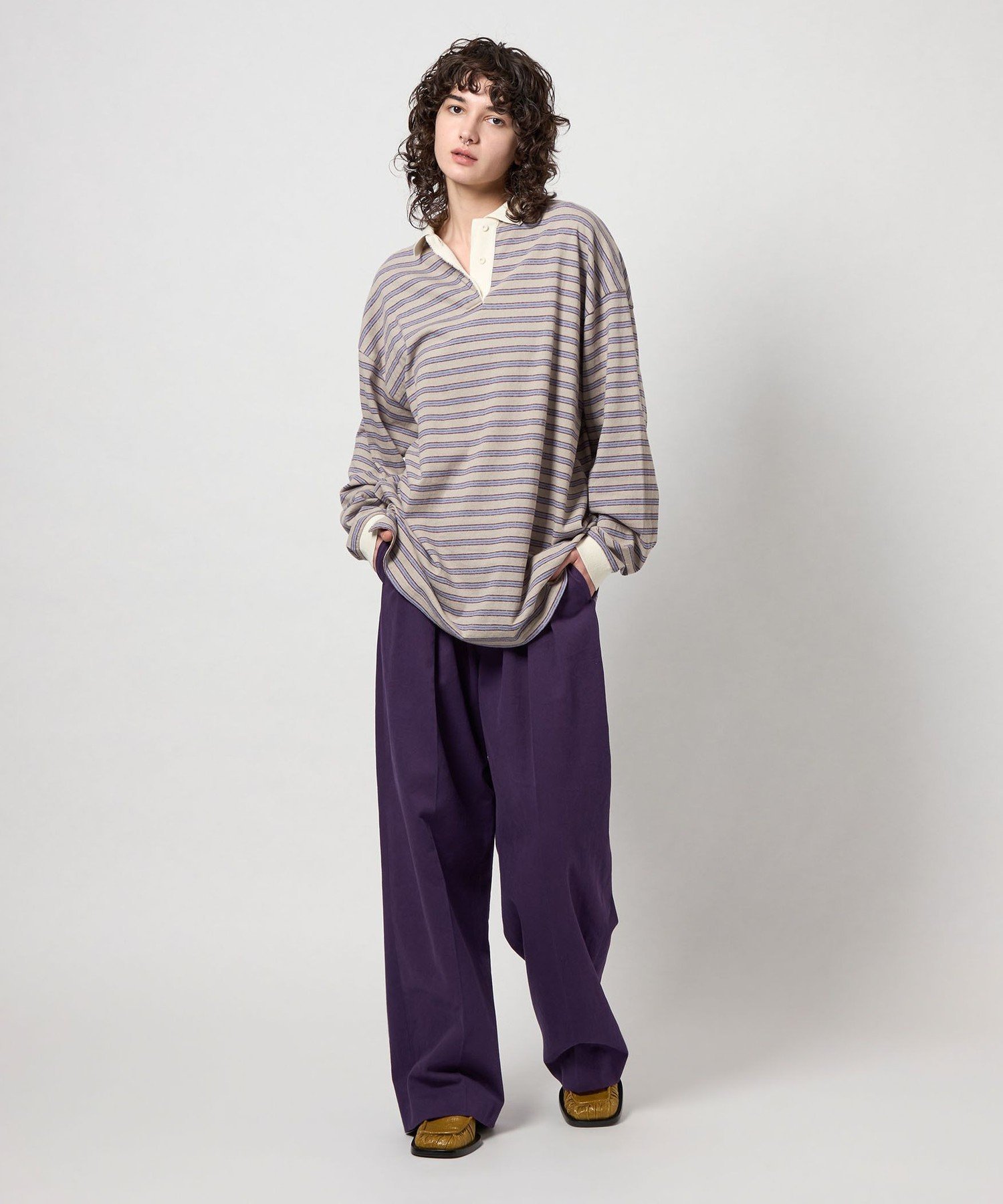 ＜6(ROKU)＞コットンレーヨン タックパンツ　36 6(ROKU)＞コットンレーヨン タックパンツ