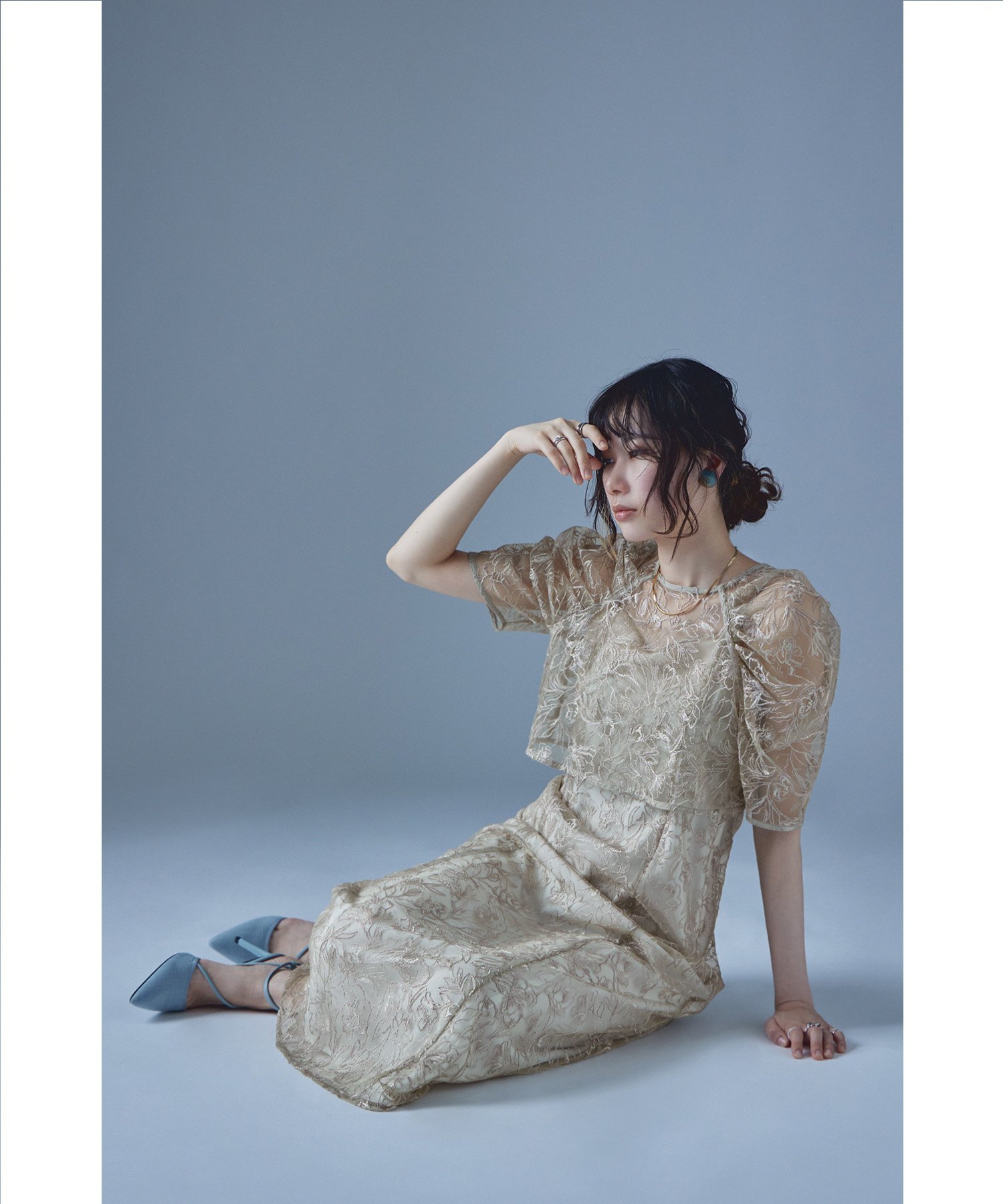 bflat｜刺繍レースレイヤードドレス | Rakuten Fashion(楽天