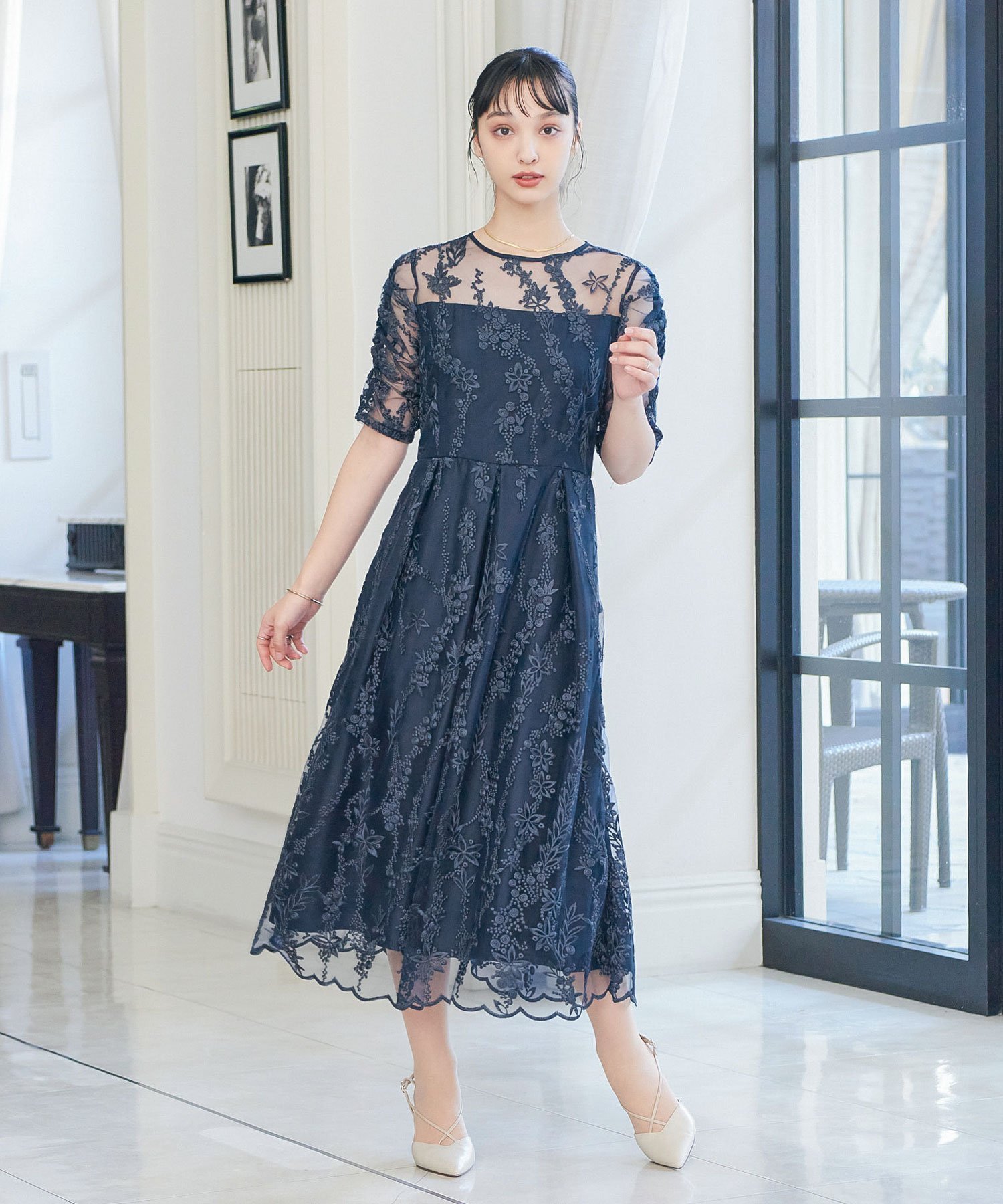 bflat｜刺_レース バックリボン パーティードレス | Rakuten Fashion