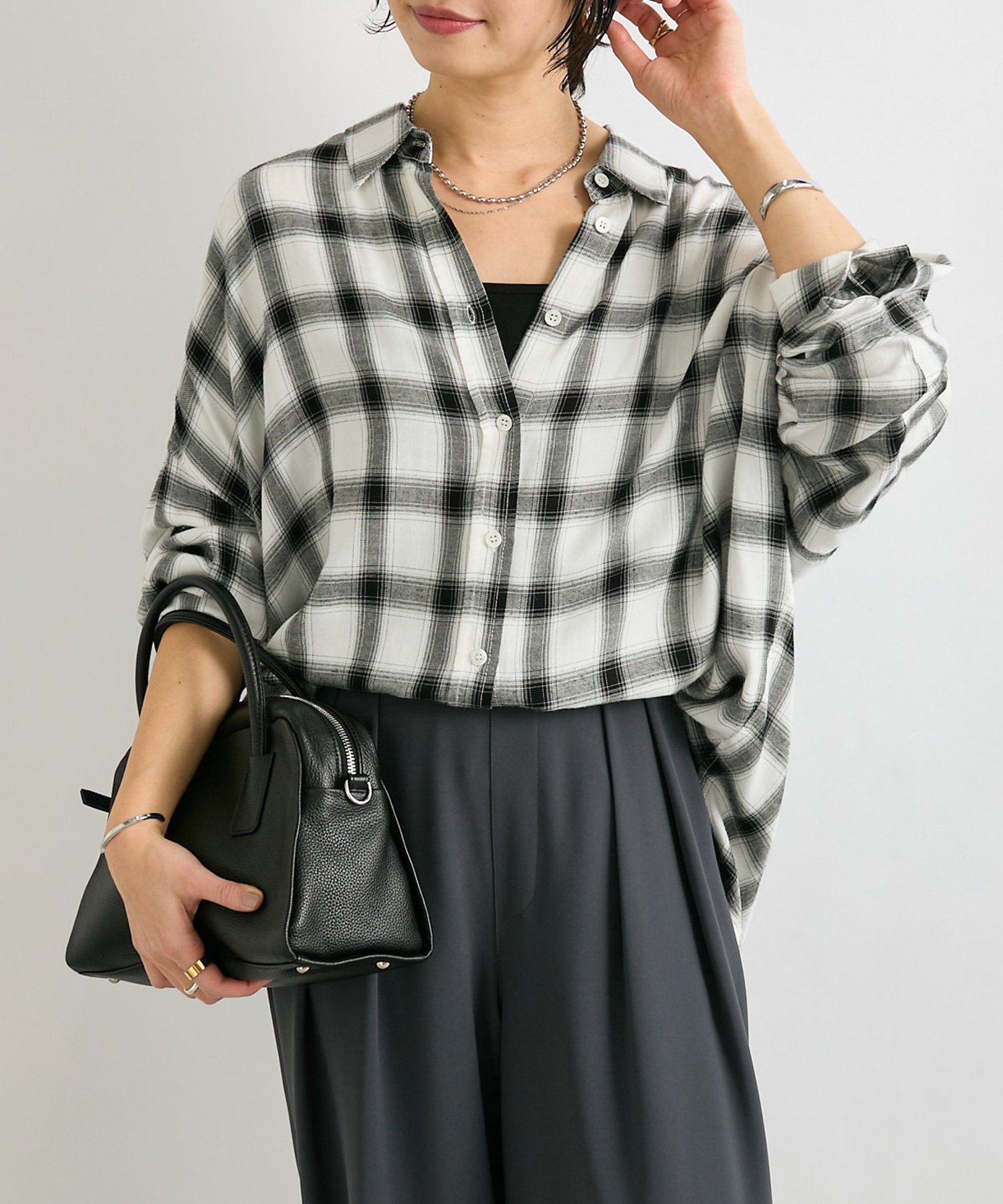 RIVE DROITE｜ウォッシュドチェックワイドシャツ | Rakuten Fashion